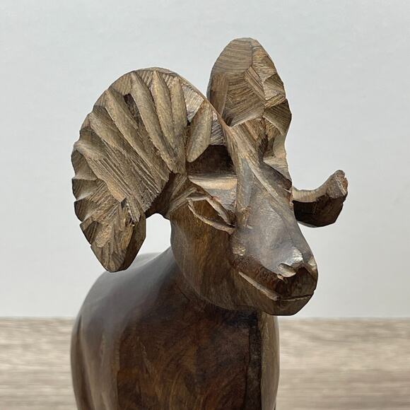 Vintage Ironwood Bighorn Mountain Ram Sheep Hand Carved Statue Sculpture 11" - Picture 6 of 10